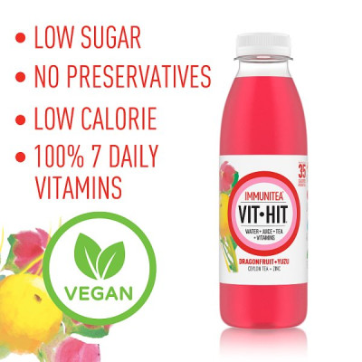 Vit Hit Immunitea Dragonfruit + Yuzu 500ml (12 x 500ml)