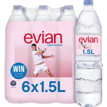 Evian Natural Bottled Mineral Still Water Multipack 6x1.5L (1 x 6x1.5lt)
