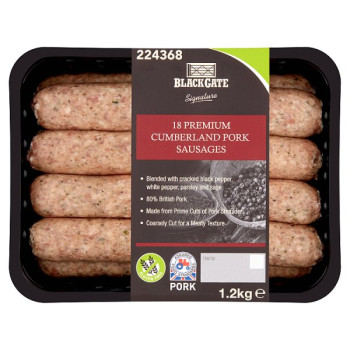 Blackgate Signature 18 Premium Cumberland Pork Sausages 1.2kg (4 x 1.2kg) Blackgate Signature 18 Premium Cumberland Pork Sausages 1.2kg (4 x 1.2kg)