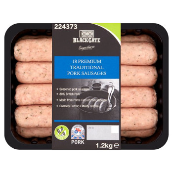 Blackgate Signature 18 Premium Traditional Pork Sausages 1.2kg (4 x 1.2kg) Blackgate Signature 18 Premium Traditional Pork Sausages 1.2kg (4 x 1.2kg)