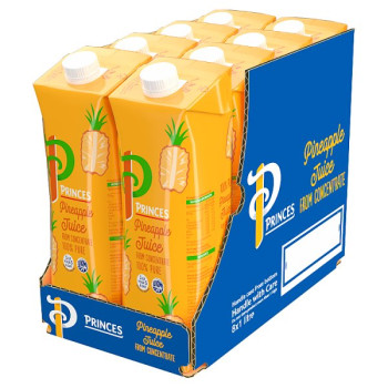 Princes 100% Pure Pineapple Juice from Concentrate 1 Litre (8 x 1ltr)