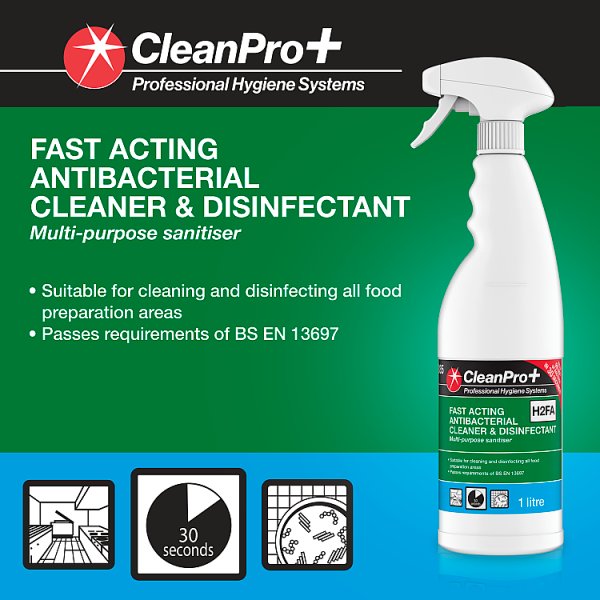CleanPro+ Fast Acting Antibacterial Cleaner & Disinfectant 1 Litre (6 x 1ltr) CleanPro+ Fast Acting Antibacterial Cleaner & Disinfectant 1 Litre (6 x 1ltr)