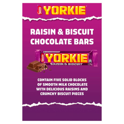 Yorkie Raisin & Biscuit Chocolate Bar 44g (24 x 44g)