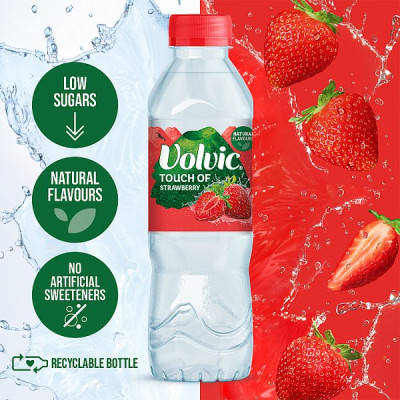 Volvic Touch of Fruit Low Sugar Strawberry Natural Flavoured Water 12 x 500ml (12 x 500ml)