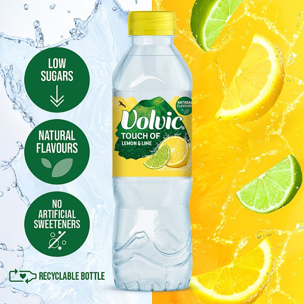 Volvic Touch of Fruit Lemon & Lime Sugar Free Still Flavoured Water 12 x 500ml (12 x 500ml)