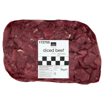 Chef's Essentials Diced Beef 3kg (3 x 3kg)