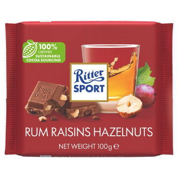 Ritter Sport Rum Raisins Hazelnuts 100g (12 x 100g)