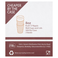 FyNite 8oz Kraft S Ripple Wall Cups and Lids 500 Per Case (10 x 50) (1 x 50pk)