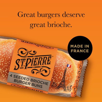 St Pierre 4 Seeded Brioche Burger Buns (1 x 4pk)