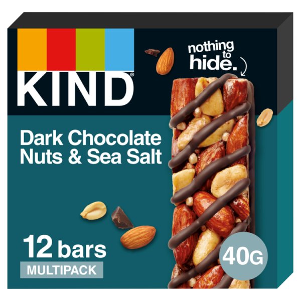 KIND Dark Chocolate Nuts & Sea Salt Bars 12 x 40g (480g) (12 x 40g)