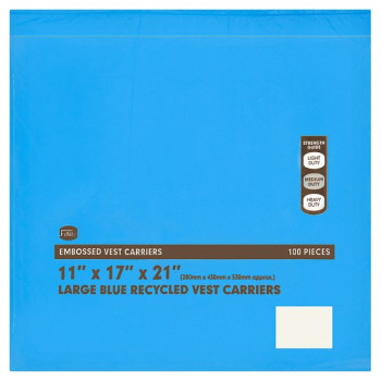 FyNite Large Blue Recycled Vest Carriers 100 Pieces (1 x 100pk) FyNite Large Blue Recycled Vest Carriers 100 Pieces (1 x 100pk)