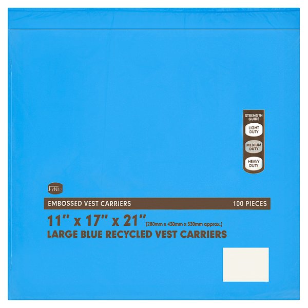 FyNite Large Blue Recycled Vest Carriers 100 Pieces (1 x 100pk) FyNite Large Blue Recycled Vest Carriers 100 Pieces (1 x 100pk)