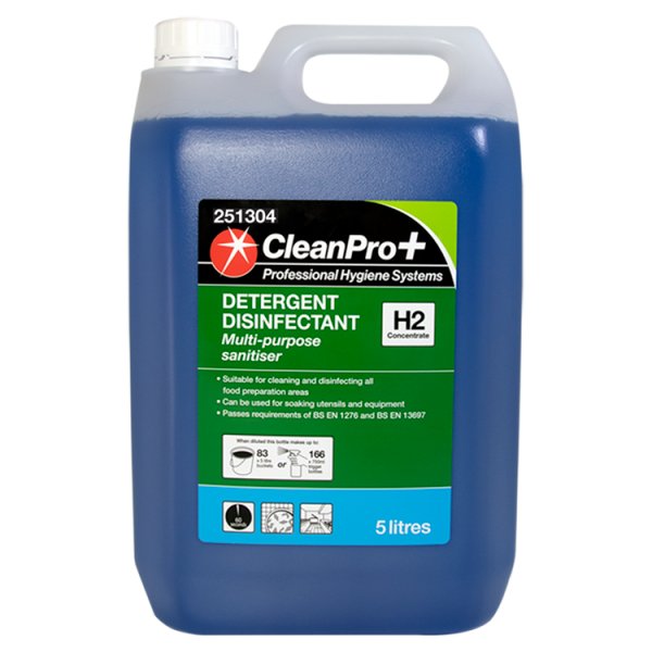 CleanPro+ Detergent Disinfectant H2 Concentrate 5 Litres (2 x 5ltr)