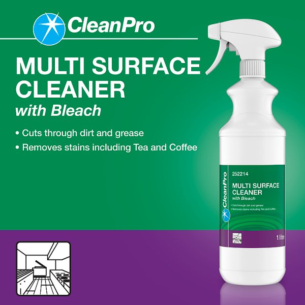 CleanPro Multi Surface Cleaner with Bleach 1 Litre (1 x 1ltr) CleanPro Multi Surface Cleaner with Bleach 1 Litre (1 x 1ltr)