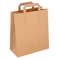 FyNite Large Brown Block Bottom Take-Away Food Bags - 250mm x 140mm x 295mm (100 pieces) (1 x 100s)