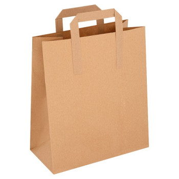 FyNite Large Brown Block Bottom Take-Away Food Bags - 250mm x 140mm x 295mm (100 pieces) (1 x 100s)