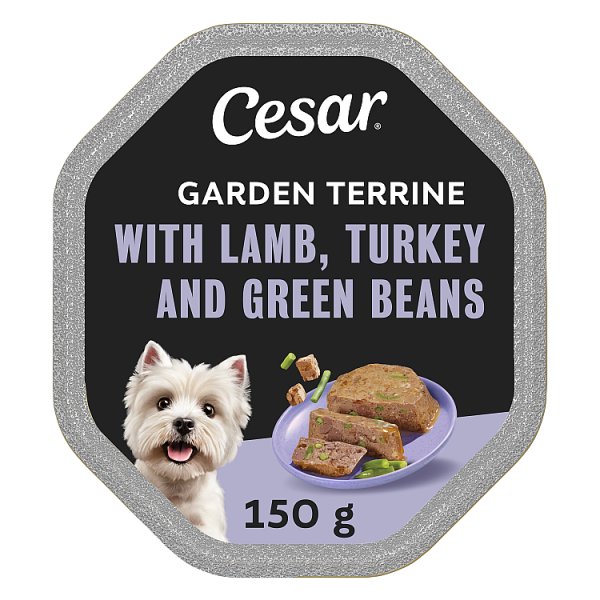 CESAR® Garden Terrine Dog Food Tray Lamb, Turkey & Green Beans in Loaf 150g (14 x 150g) CESAR® Garden Terrine Dog Food Tray Lamb, Turkey & Green Beans in Loaf 150g (14 x 150g)