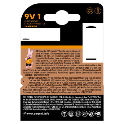 Duracell Plus 9V 1 Pack (10 x 1pk)