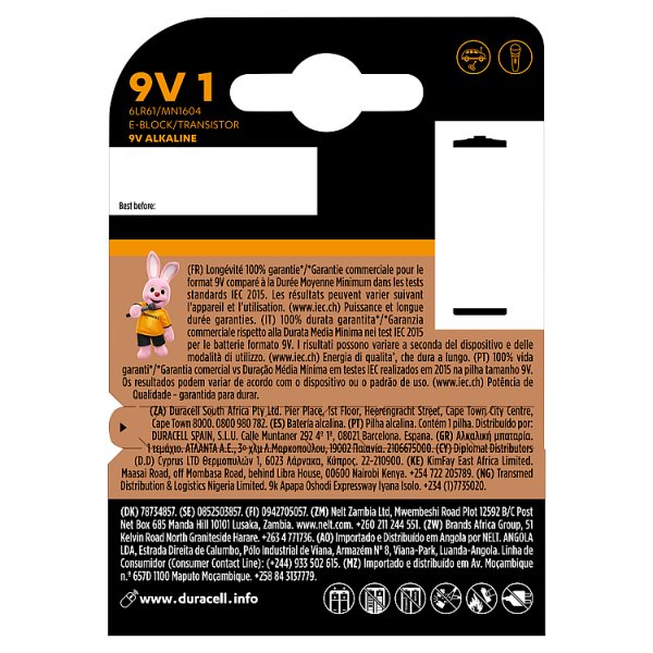Duracell Plus 9V 1 Pack (10 x 1pk)