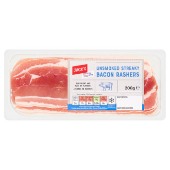 Jack's Unsmoked Streaky Bacon Rashers 200g (10 x 200g)