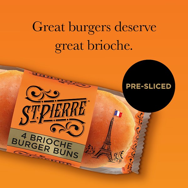 St Pierre 4 Pre-Sliced Brioche Burger Buns (9 x 4pk)
