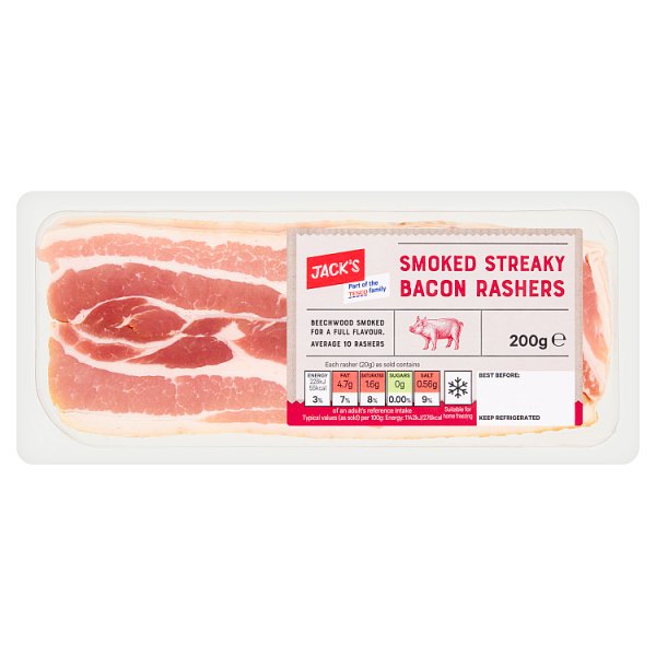 Jack's Smoked Streaky Bacon Rashers 200g (1 x 200g)