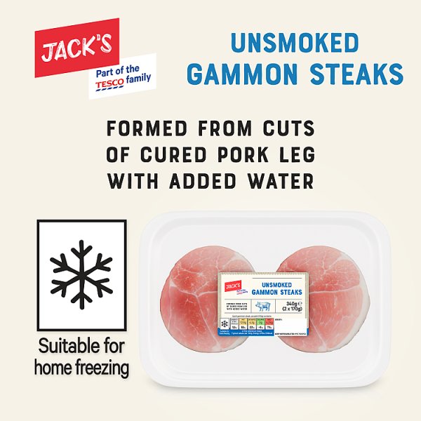 Jack's Unsmoked Gammon Steaks 340g (8 x 340g)