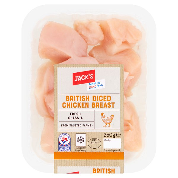 Jack's British Diced Chicken Breast 250g (4 x 250g) Jack's British Diced Chicken Breast 250g (4 x 250g)