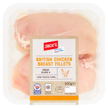 Jack's British Chicken Breast Fillets 500g (4 x 500g) Jack's British Chicken Breast Fillets 500g (4 x 500g)