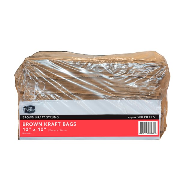 Brown Kraft Flat Bags Strung 10" x 10"