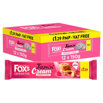 Fox's Favourites Jam 'n' Cream Raspberry & Vanilla 150g (12 x 150g)