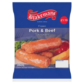 Blakemans 8 Frozen Pork & Beef Sausages 360g (13 x 360g)