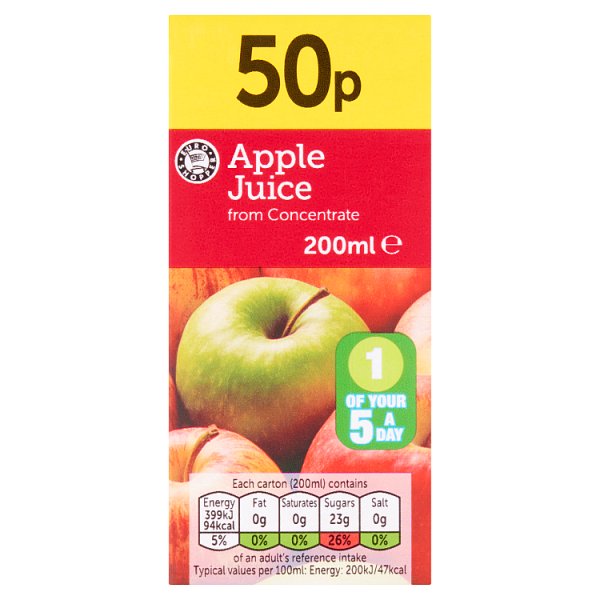Euro Shopper Apple Juice from Concentrate 200ml (24 x 200ml)