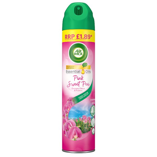 Air Wick Pink Sweet Pea Aerosol 300ml Neutralises odours (6 x 300ml)