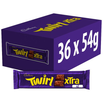 Cadbury Twirl Xtra Duo Chocolate Bar 54 g (36 x 54g)