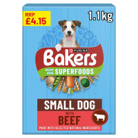 BAKERS Superfoods Small Dog Beef Dry Dog Food 1.1kg PMP (5 x 1.1kg)