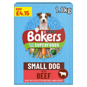 BAKERS Superfoods Small Dog Beef Dry Dog Food 1.1kg PMP (5 x 1.1kg)