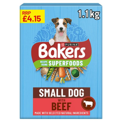 BAKERS Superfoods Small Dog Beef Dry Dog Food 1.1kg PMP (5 x 1.1kg)