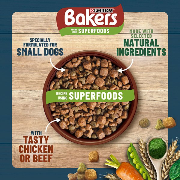 BAKERS Superfoods Small Dog Beef Dry Dog Food 1.1kg PMP (5 x 1.1kg)