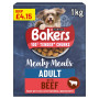 BAKERS Meaty Meals Beef Dry Dog Food 1kg PMP (5 x 1kg)