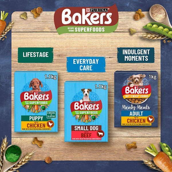 BAKERS Meaty Meals Beef Dry Dog Food 1kg PMP (5 x 1kg)