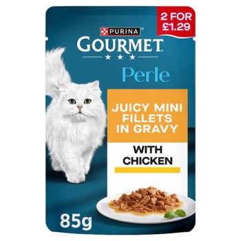 GOURMET Perle Mini Fillets in Gravy with Chicken Wet Cat Food 85g (26 x 85g)