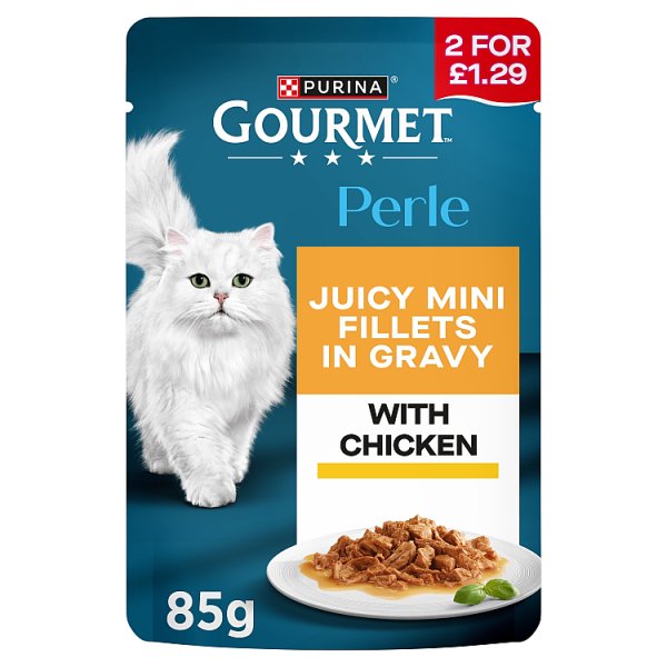 GOURMET Perle Mini Fillets in Gravy with Chicken Wet Cat Food 85g (26 x 85g)