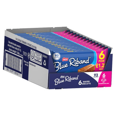 Blue Riband Wafer Biscuit Bar 6 Pack Multipack 108g (14 x 6x18g)