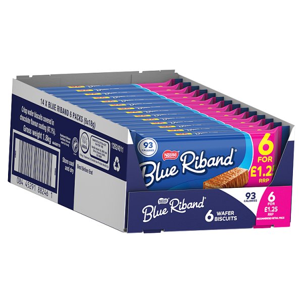Blue Riband Wafer Biscuit Bar 6 Pack Multipack 108g (14 x 6x18g)