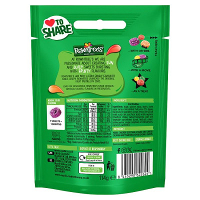 Rowntree's Fruit Pastilles Sweets Sharing Bag 114g PMP £1.25 (10 x 114g)