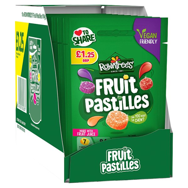Rowntree's Fruit Pastilles Sweets Sharing Bag 114g PMP £1.25 (10 x 114g)