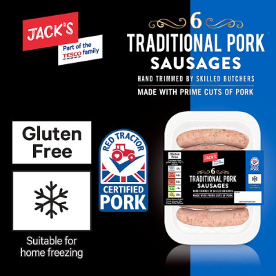 Jack's 6 Traditional Pork Sausages 400g (1 x 400g) Jack's 6 Traditional Pork Sausages 400g (1 x 400g)