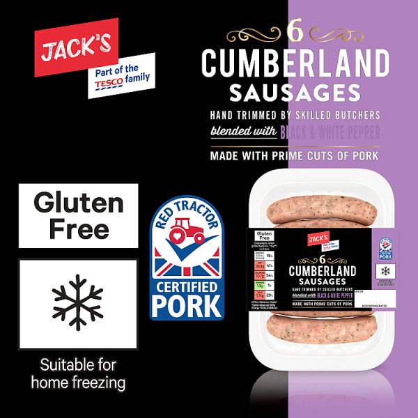 Jack's 6 Cumberland Sausages 400g (1 x 400g)