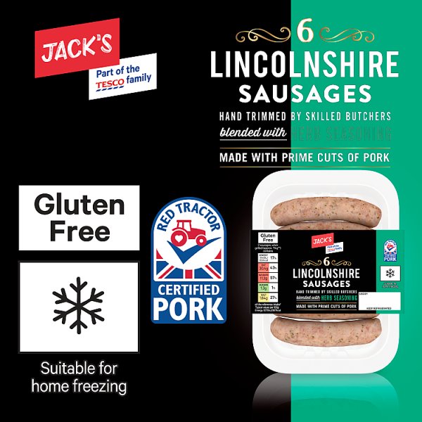 Jack's 6 Lincolnshire Sausages 400g (1 x 400g) Jack's 6 Lincolnshire Sausages 400g (1 x 400g)